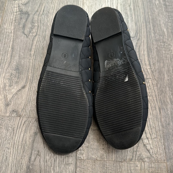 Seven7 Black Ballet Flats Size 8, Brass grommets, bow tie, stitch quilted fabric - Picture 6 of 8